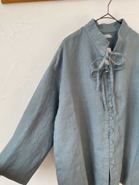 画像3: fog linen work 　パールスラ スタンドカラーリボントップ (3)