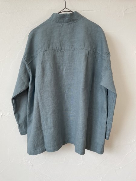 画像4: fog linen work 　パールスラ スタンドカラーリボントップ (4)