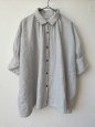 画像1: Honnete 　ハーフスリーブギャザーシャツ(ice grey) (1)