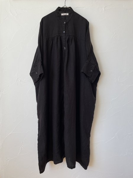 画像1: Honnete 　3/4スリーブロングギャザーシャツ(blackchocolate) (1)