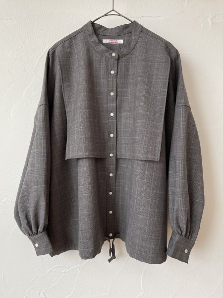 画像1: FABRIQUE en planete terre　washable stand collar blouse(グレー) (1)